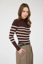 Load image into Gallery viewer, Mock Neck Stripe Long Sleeve Sweater Knit Pullover