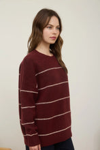 Load image into Gallery viewer, Stripe Crew Neck Oversized Pullover Sweater