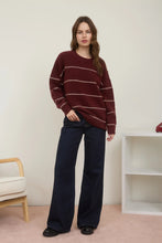 Load image into Gallery viewer, Stripe Crew Neck Oversized Pullover Sweater