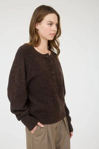 Raglan Long Sleeve Henley Knit Sweater