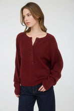 Load image into Gallery viewer, Raglan Long Sleeve Henley Knit Sweater