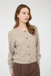 Ribbed Trim Button-down Long Sleeve Knit K=Cardigan (Copy)