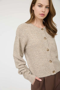 Ribbed Trim Button-down Long Sleeve Knit K=Cardigan (Copy)