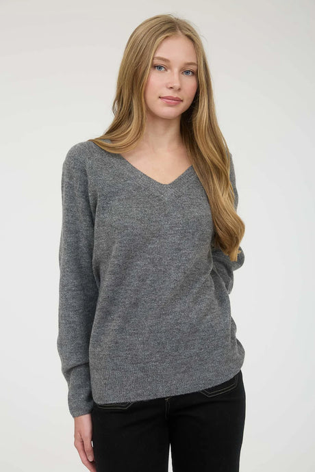 V-neck Long Sleeve Knit Pullover Sweater