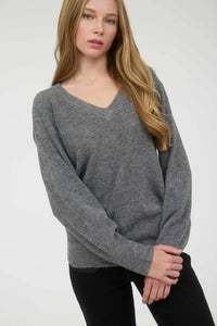 V-neck Long Sleeve Knit Pullover Sweater