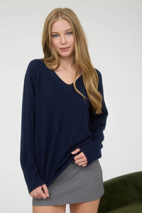 V-neck Long Sleeve Knit Pullover Sweater