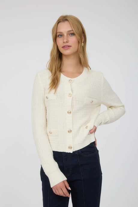 Gold Button Down Pocket Detail Knit Cardigan (Copy)