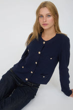 Load image into Gallery viewer, Gold Button Down Pocket Detail Knit Cardigan
