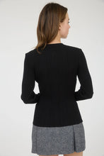 Load image into Gallery viewer, Stripe Knit Pattern Button Down Split Hem Cardigan