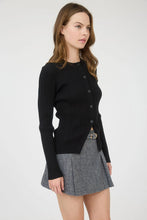 Load image into Gallery viewer, Stripe Knit Pattern Button Down Split Hem Cardigan