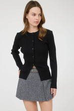 Load image into Gallery viewer, Stripe Knit Pattern Button Down Split Hem Cardigan