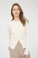 Load image into Gallery viewer, Stripe Knit Pattern Button Down Split Hem Cardigan