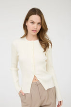 Load image into Gallery viewer, Stripe Knit Pattern Button Down Split Hem Cardigan