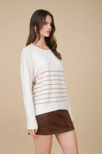 Stripe Front Seam Detail Long Sleeve Sweater