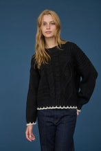 Load image into Gallery viewer, Cable Knit Pattern Contrast Stitch Detail Sweater