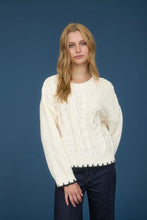 Load image into Gallery viewer, Cable Knit Pattern Contrast Stitch Detail Sweater