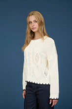 Load image into Gallery viewer, Cable Knit Pattern Contrast Stitch Detail Sweater