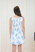 Load image into Gallery viewer, Floral Boat Neck Sleeves Button-down Mini Dress