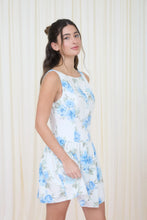 Load image into Gallery viewer, Floral Boat Neck Sleeves Button-down Mini Dress