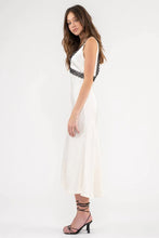 Load image into Gallery viewer, Contrast Lace Trim Satin Midi Dress