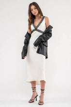 Load image into Gallery viewer, Contrast Lace Trim Satin Midi Dress
