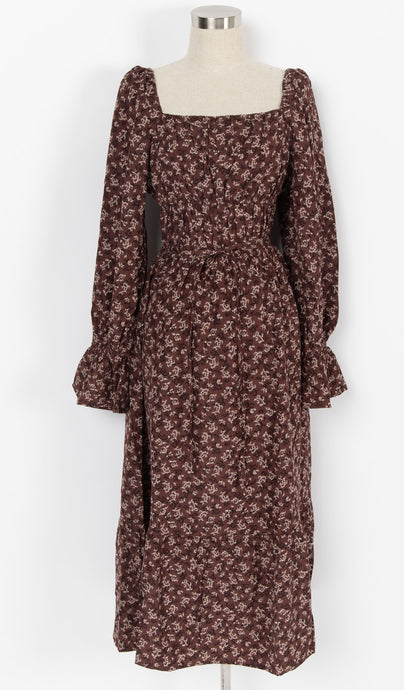 Floral Printed Smocked Detail Midi Dress