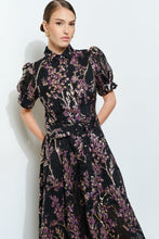 Load image into Gallery viewer, Golden Lurex Floral Jewel Button Maxi Dress