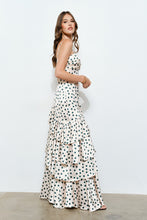 Load image into Gallery viewer, Satin Polka Dot Tiered Ruffle Maxi Dress