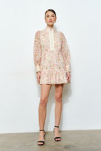 Load image into Gallery viewer, Romantic Floral Lace Eyelet Mock Neck Mini Dress