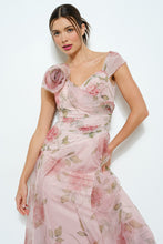 Load image into Gallery viewer, Floral Print Flower Corsage Detail Maxi Dress