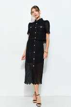 Load image into Gallery viewer, Floral Lace Button-front Midi Skirt