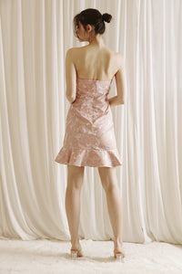 Large Floral Print Bow Glam Mini Dress