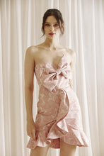 Load image into Gallery viewer, Large Floral Print Bow Glam Mini Dress