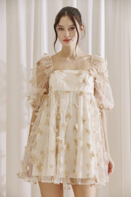 Sequined Butterfly Baby Doll Dress