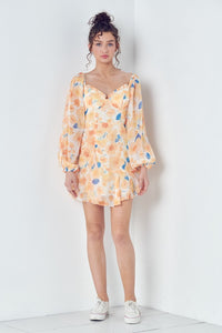 Bustier Ruffled Neck Long Sleeve Mini Dress