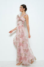 Load image into Gallery viewer, Floral Print Flower Corsage Detail Maxi Dress