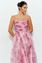 Load image into Gallery viewer, Floral Organza Strapless Ruch Bodice Maxi Dress