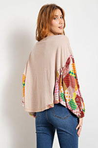 Printed Sleeves Cotton Top