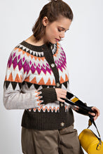 Load image into Gallery viewer, Argyle Patterned Sweater Cardigan