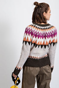 Argyle Patterned Sweater Cardigan