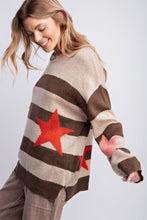 Load image into Gallery viewer, Long Sleeve Stripe and Star Patter Sweater