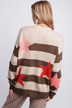 Load image into Gallery viewer, Long Sleeve Stripe and Star Patter Sweater