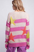 Load image into Gallery viewer, Long Sleeve Stripe and Star Patter Sweater