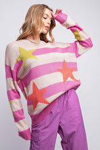 Load image into Gallery viewer, Long Sleeve Stripe and Star Patter Sweater