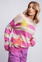 Load image into Gallery viewer, Long Sleeve Stripe and Star Patter Sweater