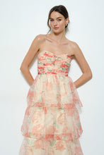 Load image into Gallery viewer, Floral Tiered Strapless Maxi Dress