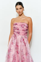 Load image into Gallery viewer, Floral Organza Strapless Ruch Bodice Maxi Dress