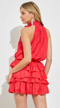 Load image into Gallery viewer, High Neck Flower Ruffle Mini Dress