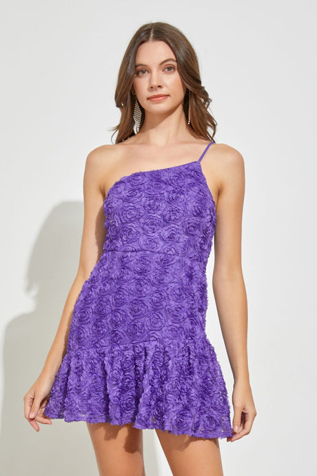 One Shoulder Flower Detail Dress