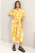 Load image into Gallery viewer, Floral Print Tie Front Pleated Shirt Dress